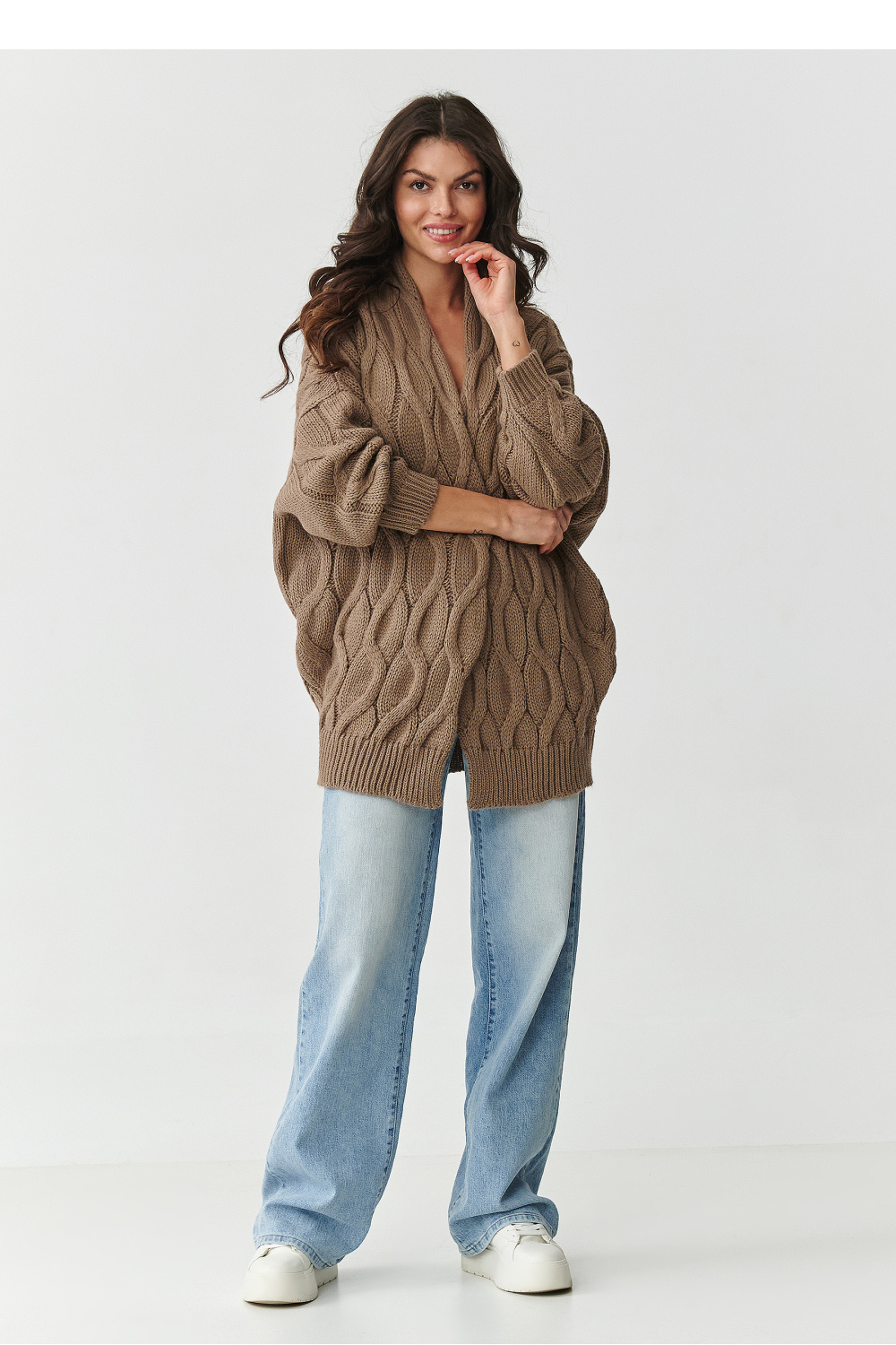 Sweter Kardigan Model S163 Cappuccino - Makadamia – vue 2