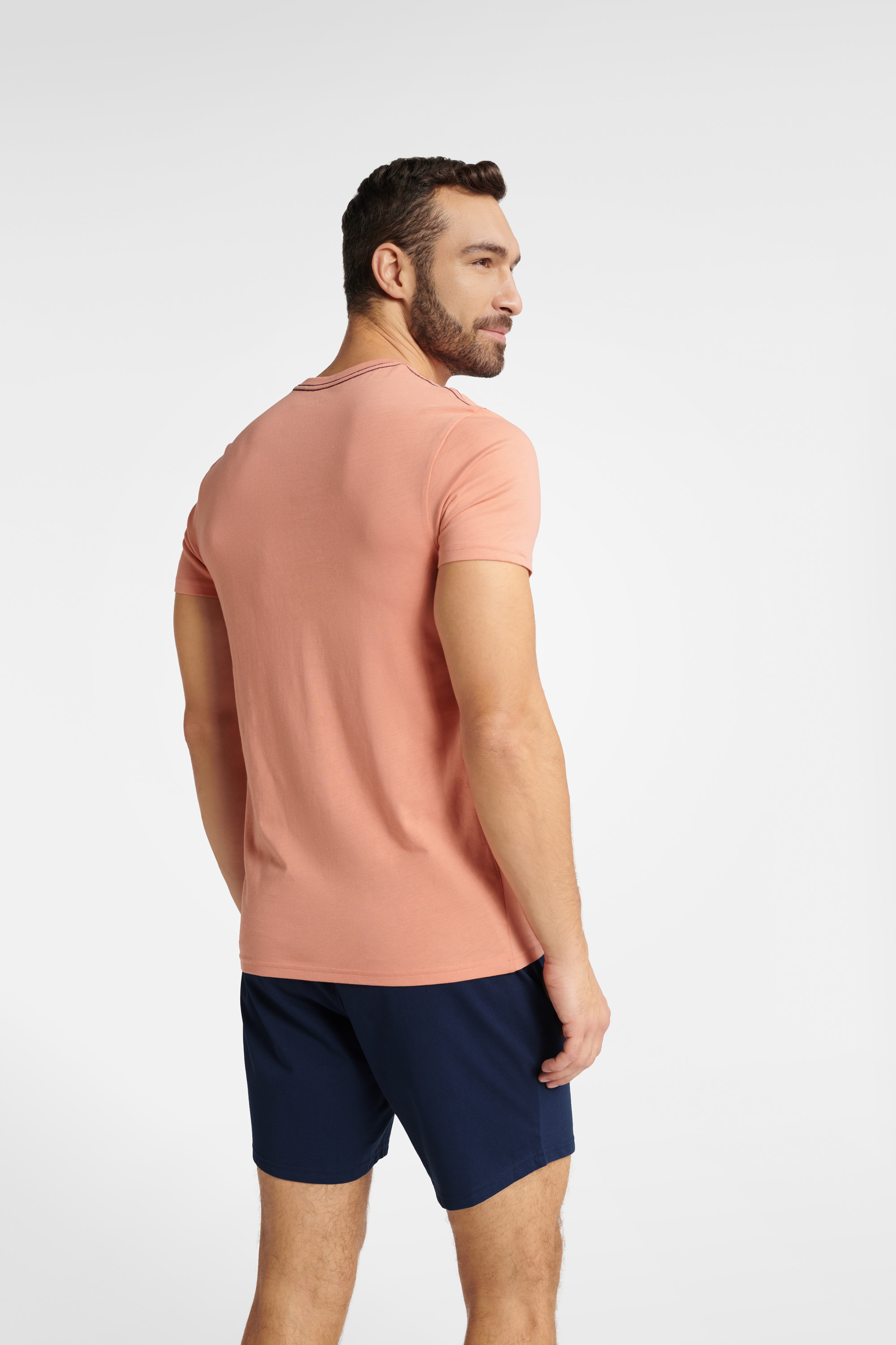 Piżama Męska Model Fearless 40685-24X Brzoskwinia/Navy - Henderson – vue 2