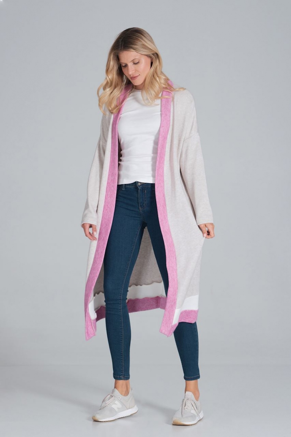 Women’s Sweater Model M845 Beige/Fuchsia/White - Figl – vue 2