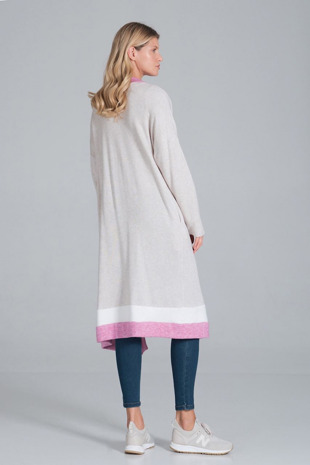 Women’s Sweater Model M845 Beige/Fuchsia/White - Figl