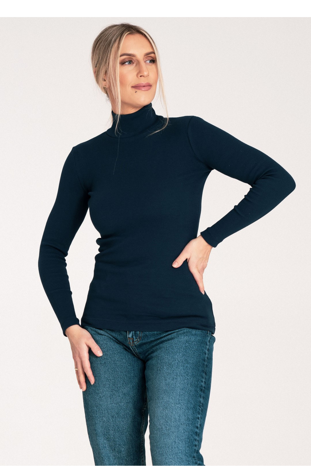 Women's Turtleneck Model M1058 Navy - Figl