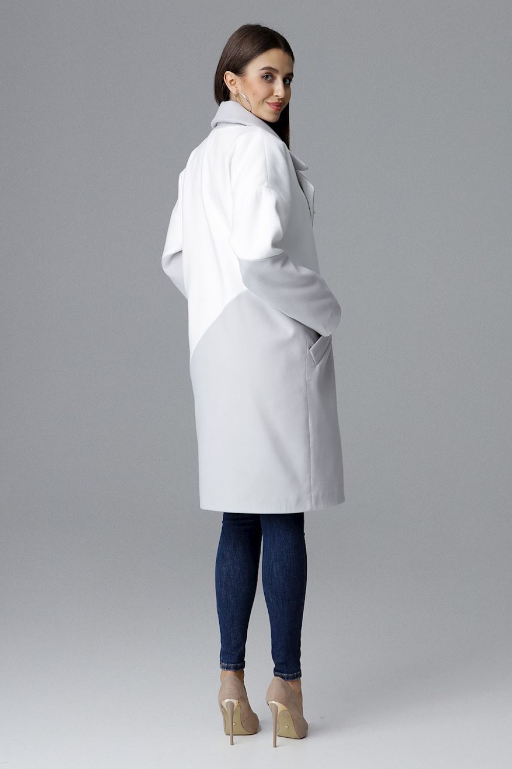 Women's Coat Model M626 Grey/White - Figl – vue 2