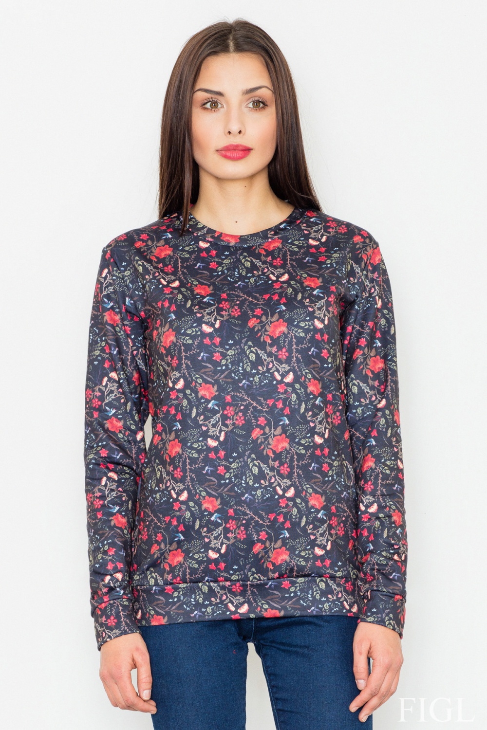 Women’s Sweatshirt Model M541 Pattern 59 Black - Figl