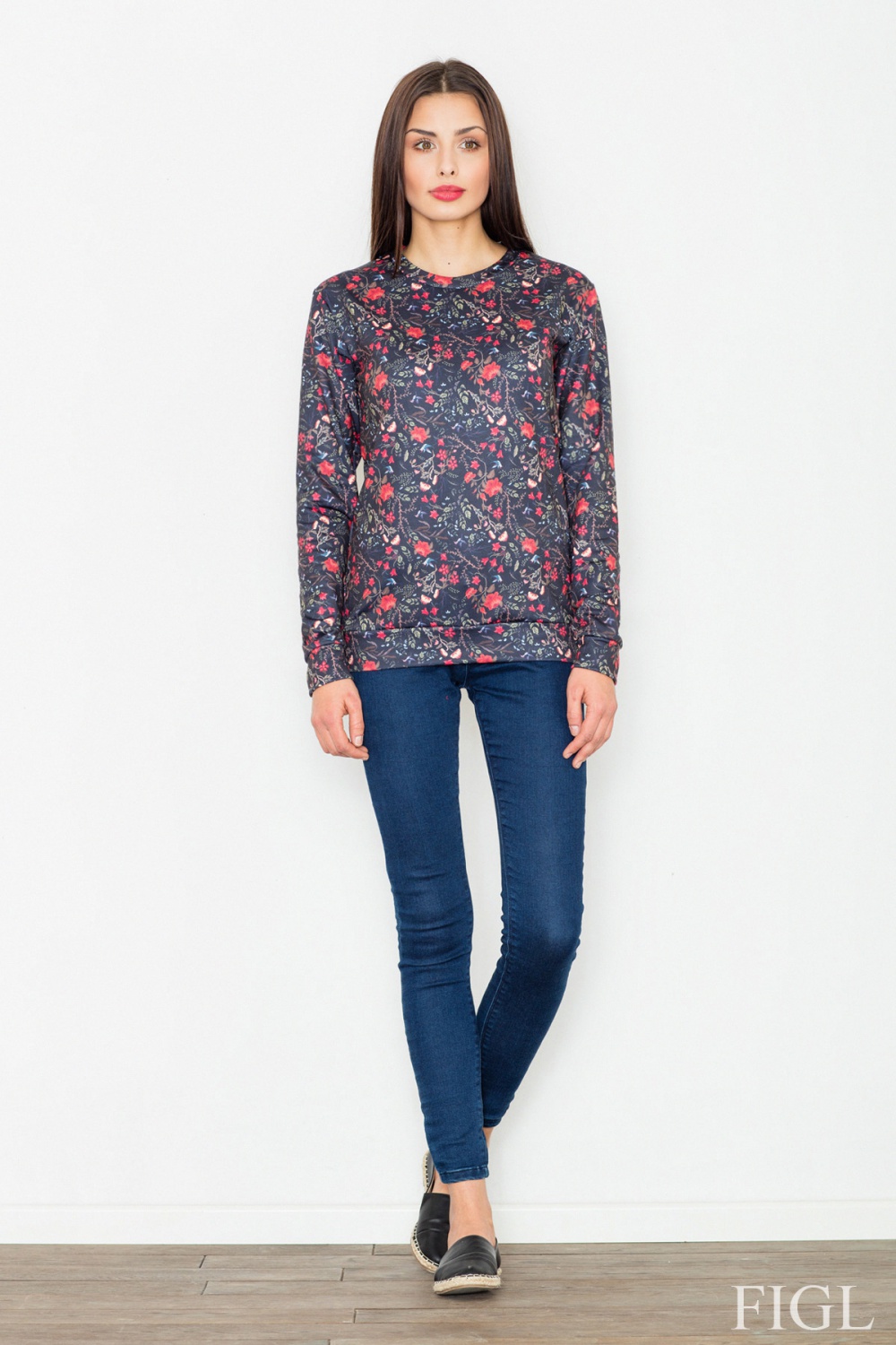 Women’s Sweatshirt Model M541 Pattern 59 Black - Figl