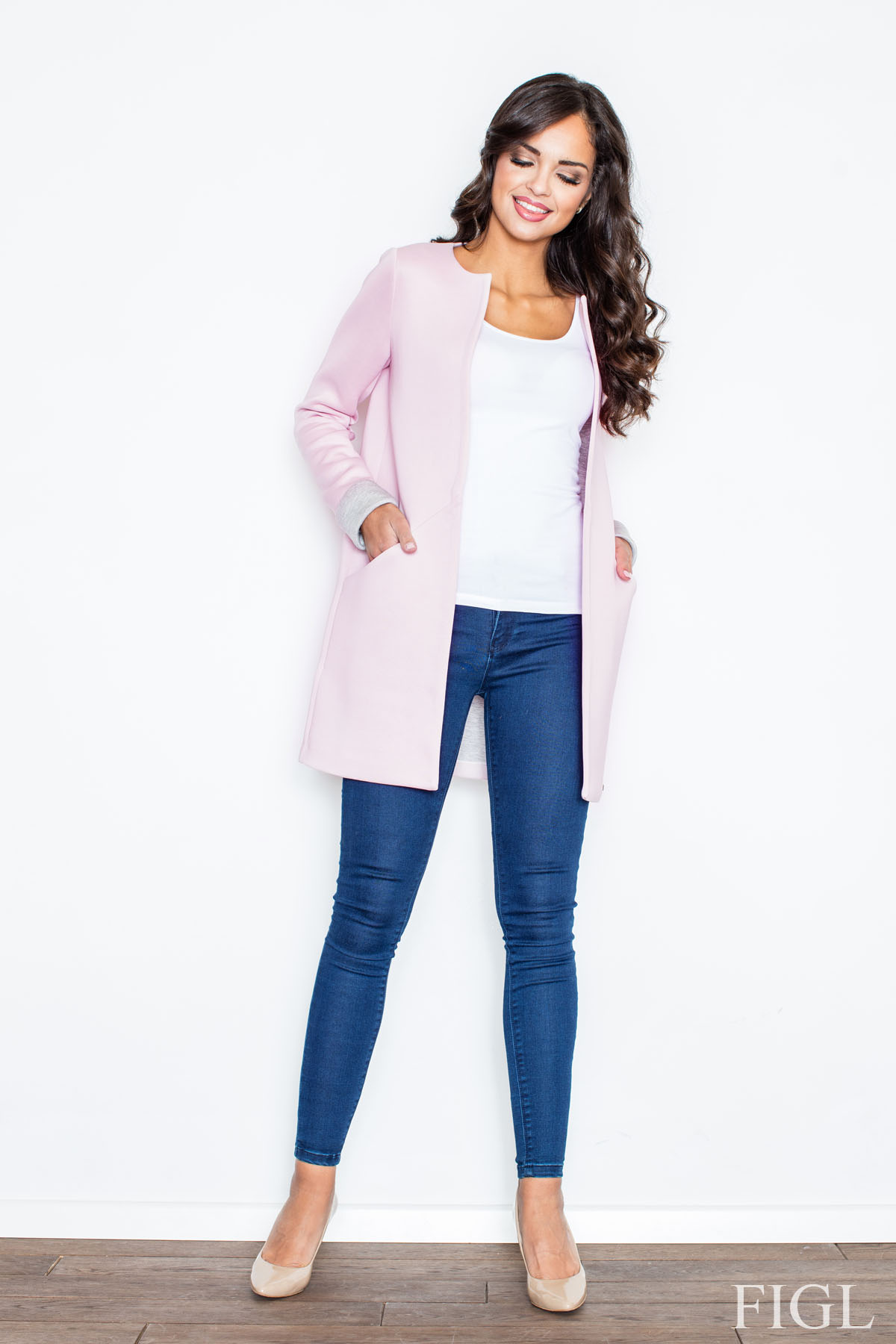 Women’s Coat Model M366 Light Pink - Figl