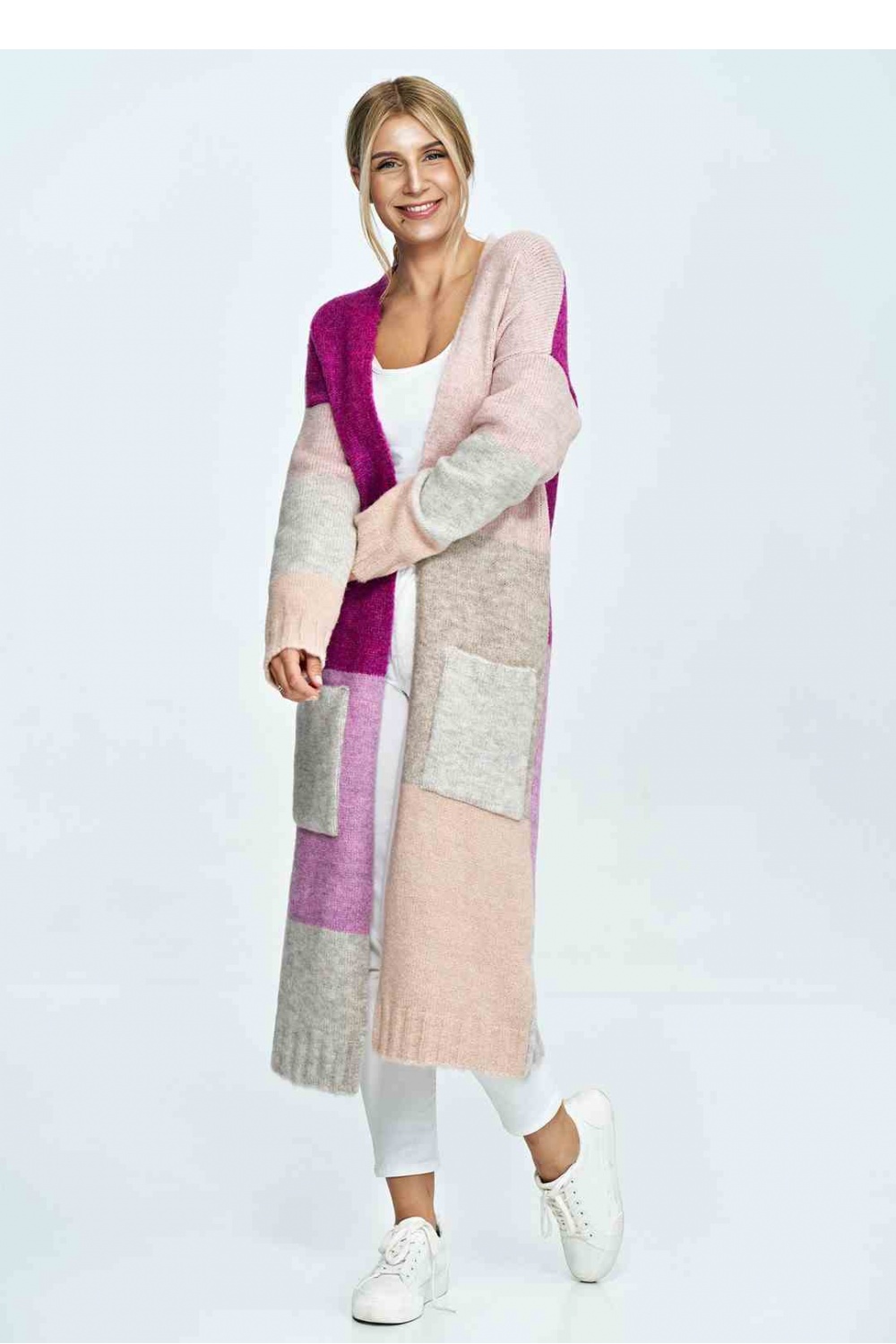Sweter Kardigan Model M896 Fuksja/Pink - Figl – widok 2