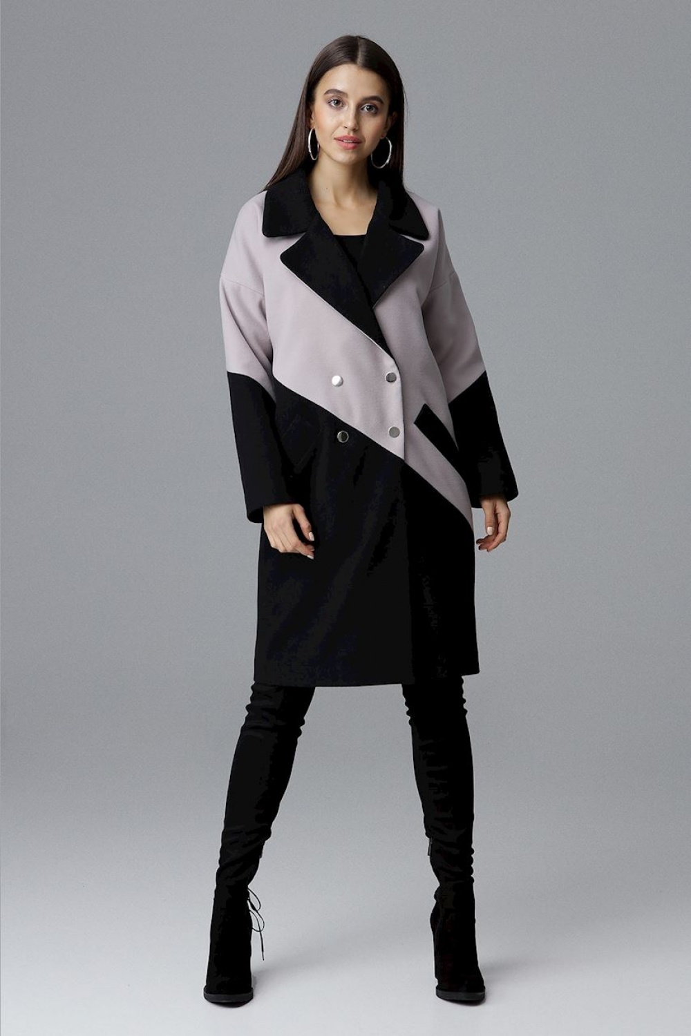Women’s Coat Model M626 Black/Beige - Figl