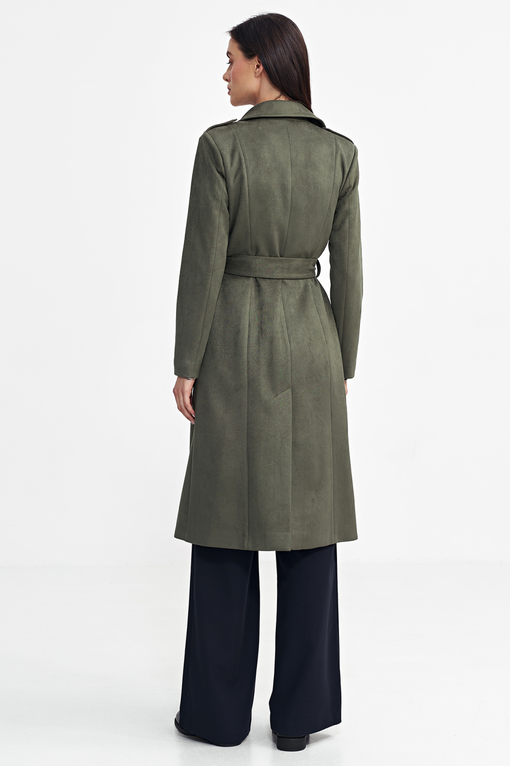 Double-breasted nubuck coat PL22 Green - Nife