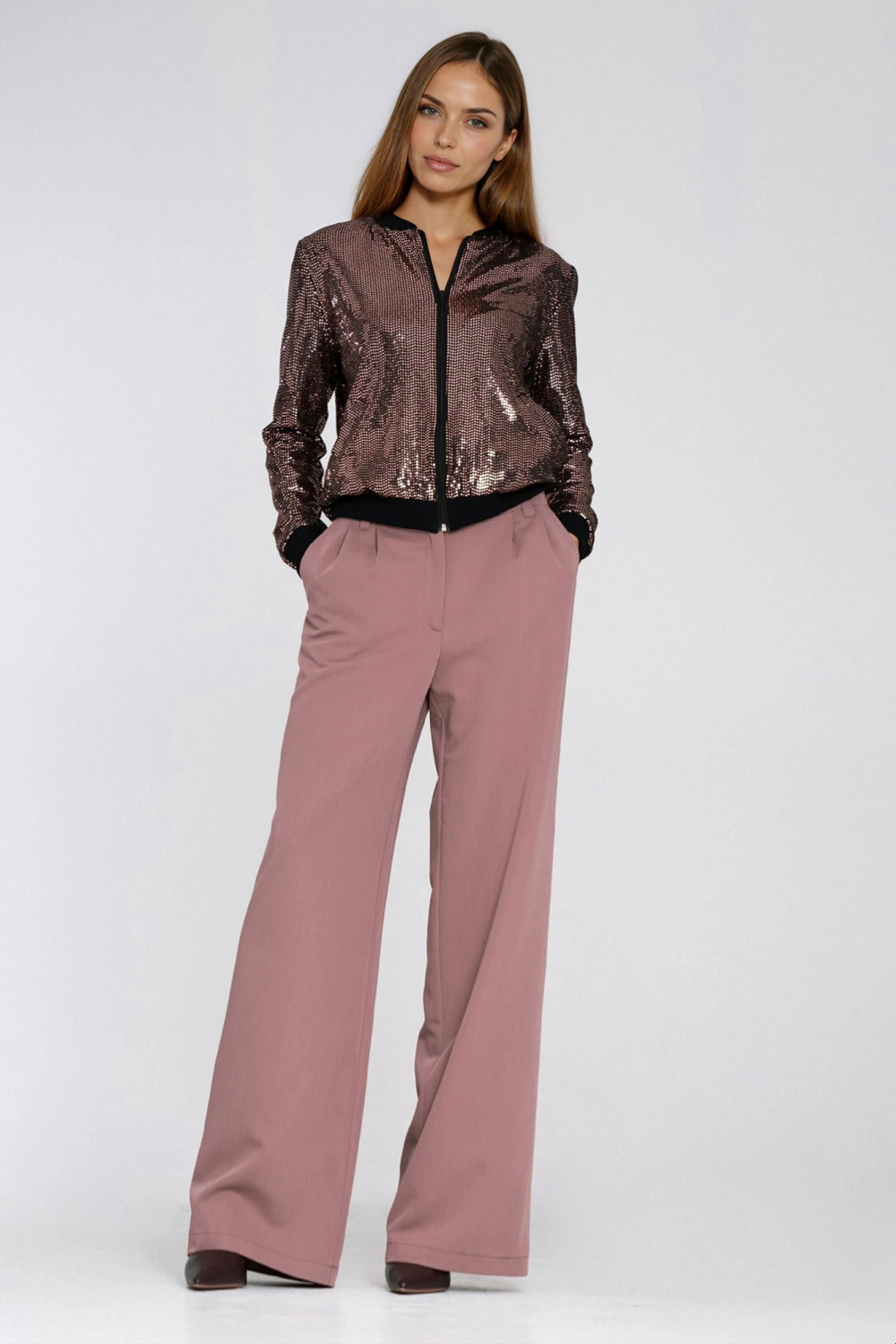 Sequined zip-up sweatshirt BL14 Copper - Nife