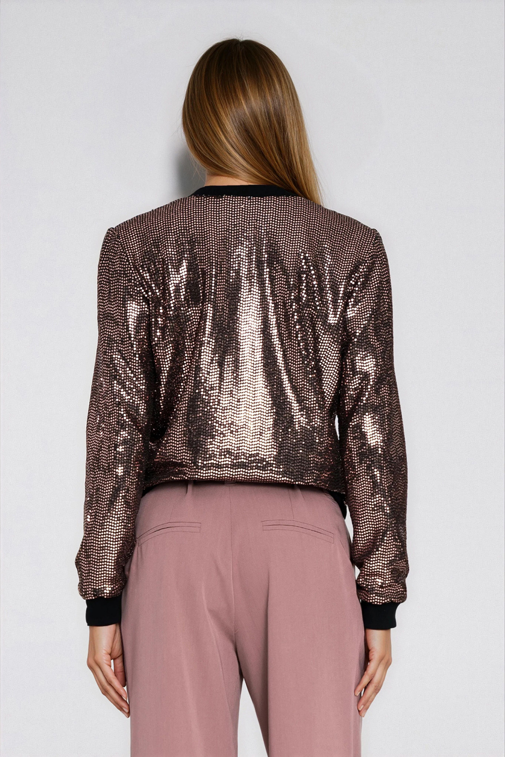 Sequined zip-up sweatshirt BL14 Copper - Nife