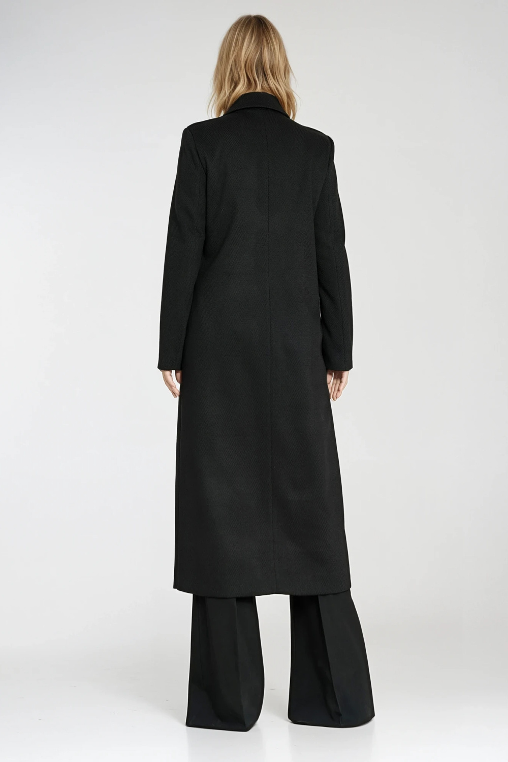 Elegant Double-Breasted Coat PL25 Black - Nife
