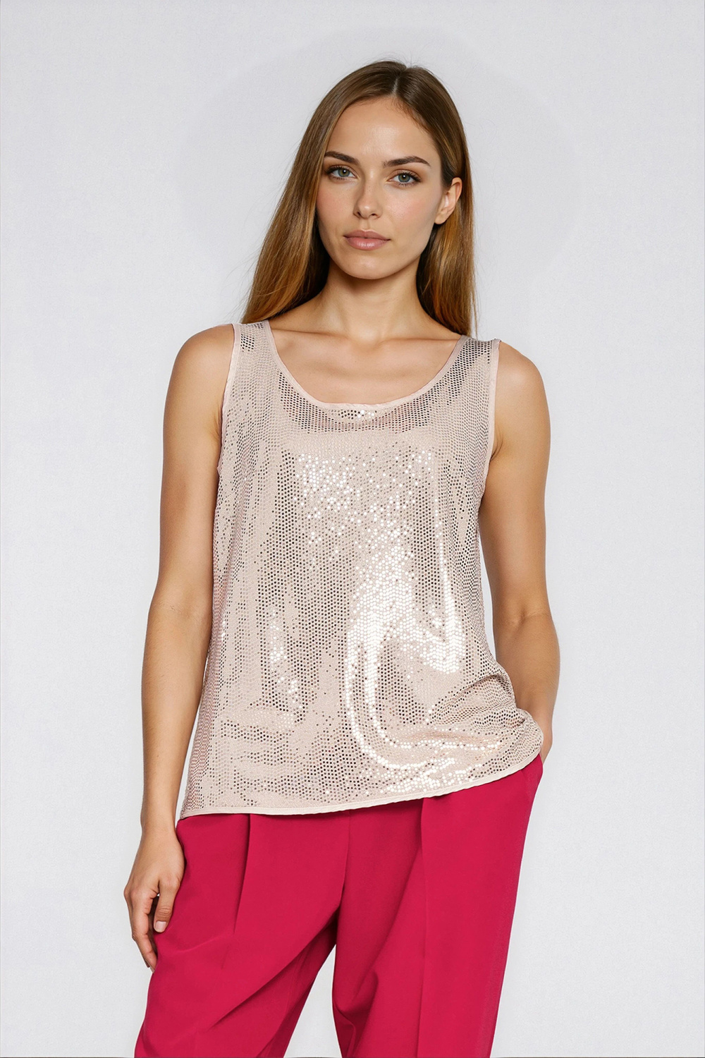 Shimmering wide-strap top B219 Champagne - Nife – Ansicht 2
