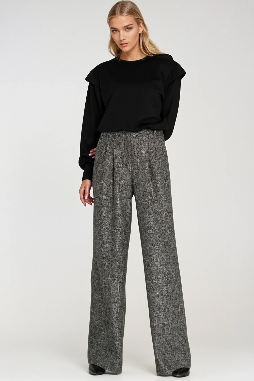 Sweatshirt with high ribbed trims BL10 Black - Nife