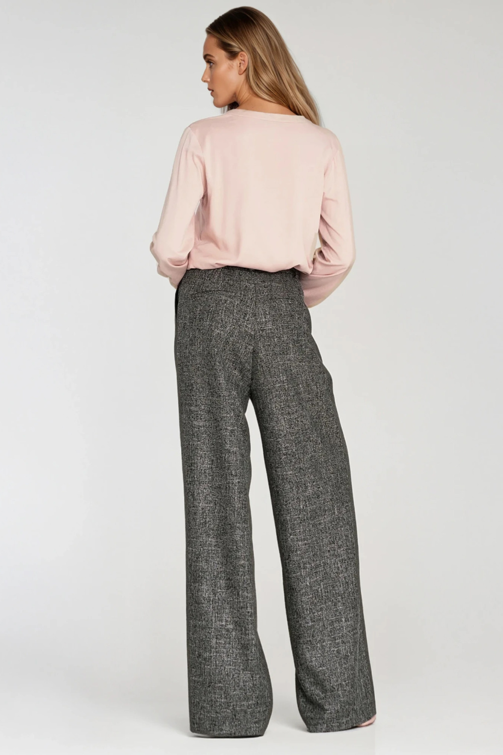 Wide-leg pleated trousers SD116 Black Melange - Nife – vue 2