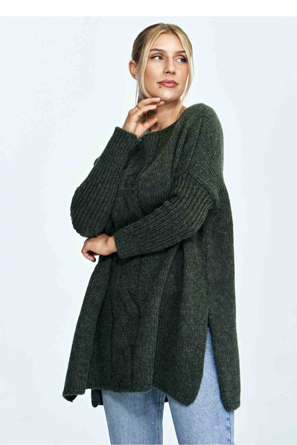 Sweter Damski Model M900 Dark Olive - Figl – widok 2