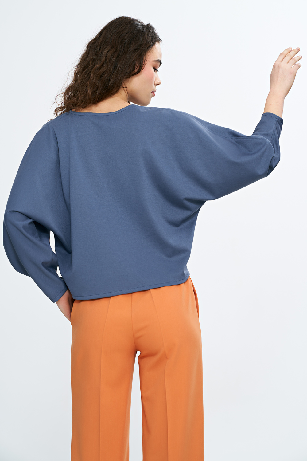 Oversized blouse with balloon sleeves B192 Cobalt - Nife