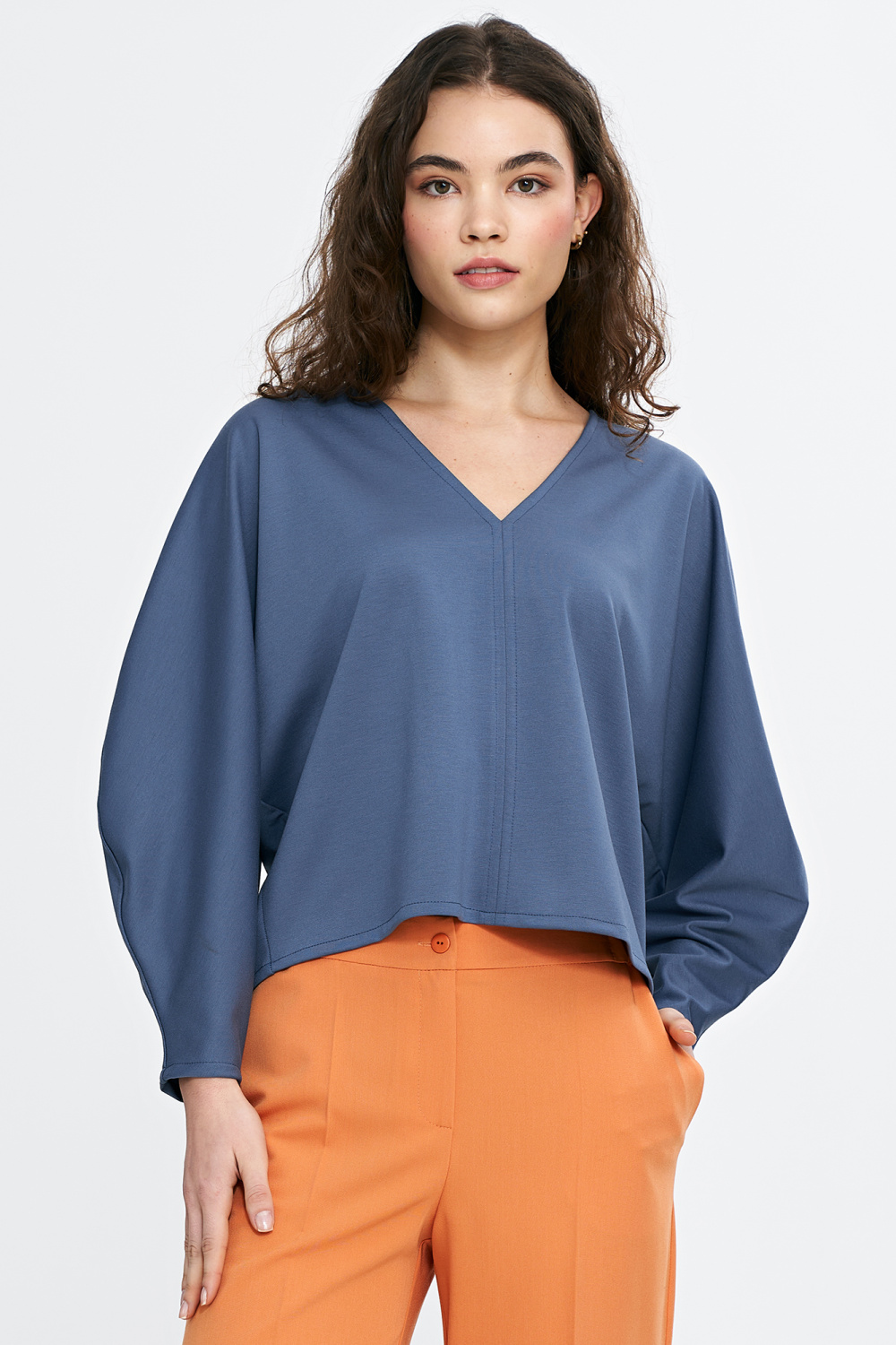 Oversized blouse with balloon sleeves B192 Cobalt - Nife – vue 2