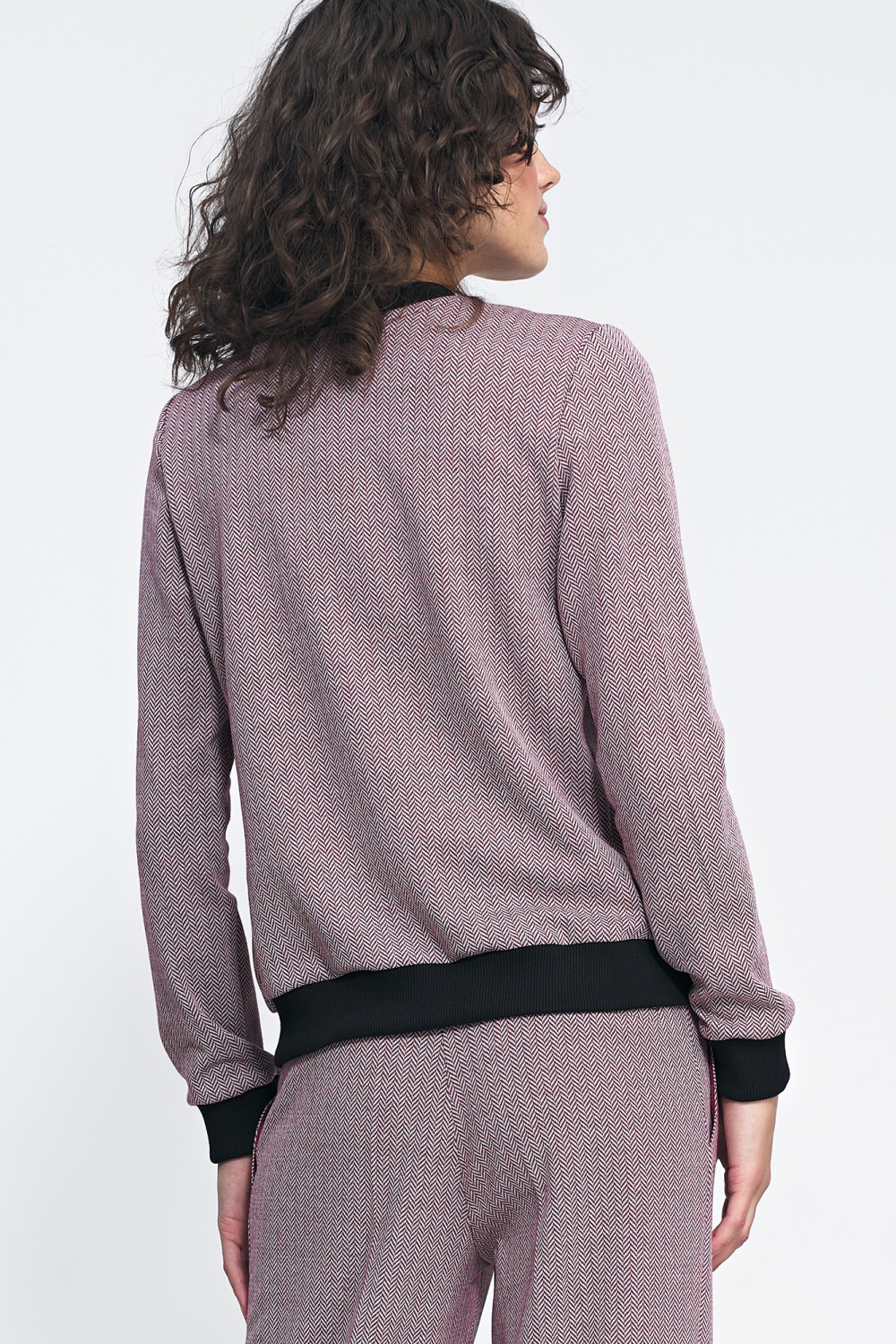 Bomber Jacket in burgundy herringbone BL05 Burgundy - Nife