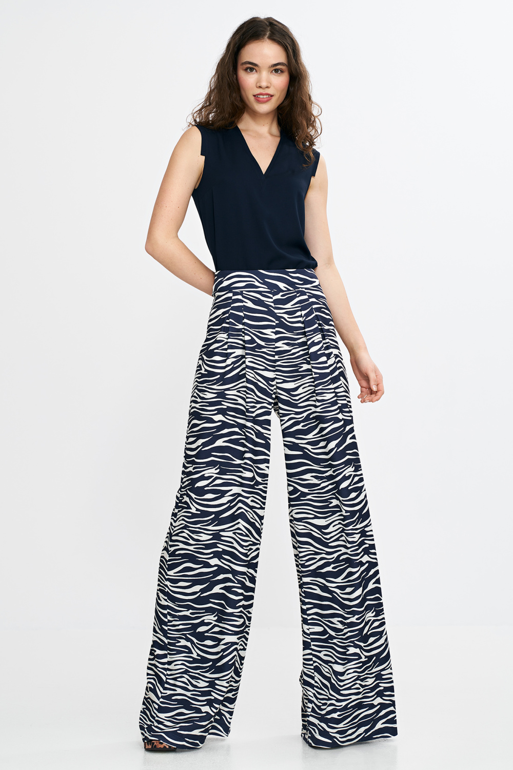 Palazzo trousers SD115 Zebra/Navy print - Nife