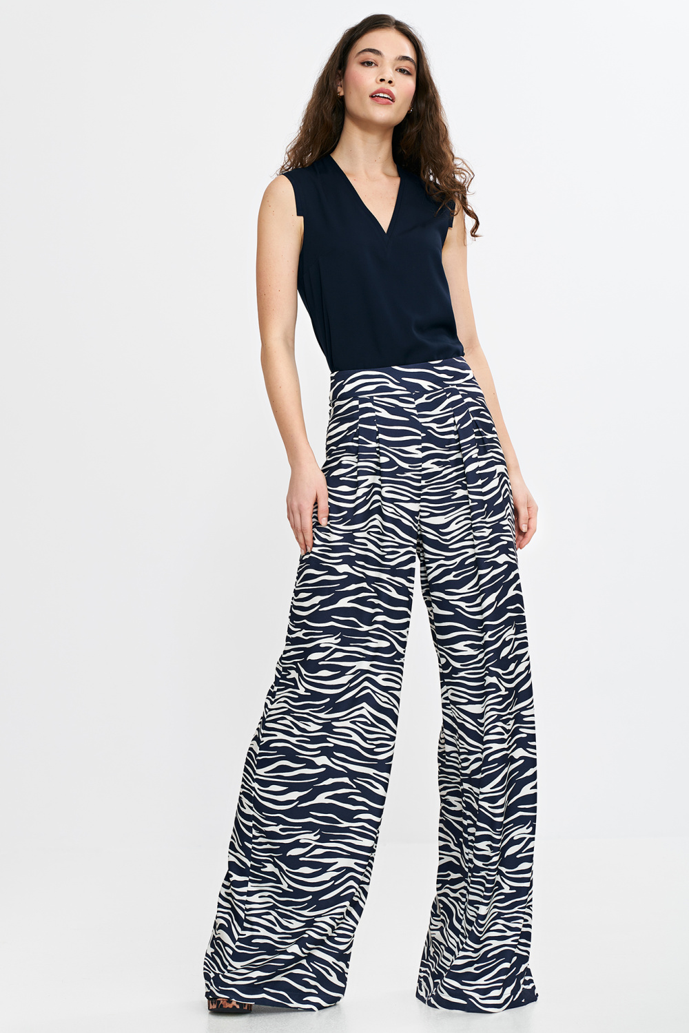 Palazzo trousers SD115 Zebra/Navy print - Nife