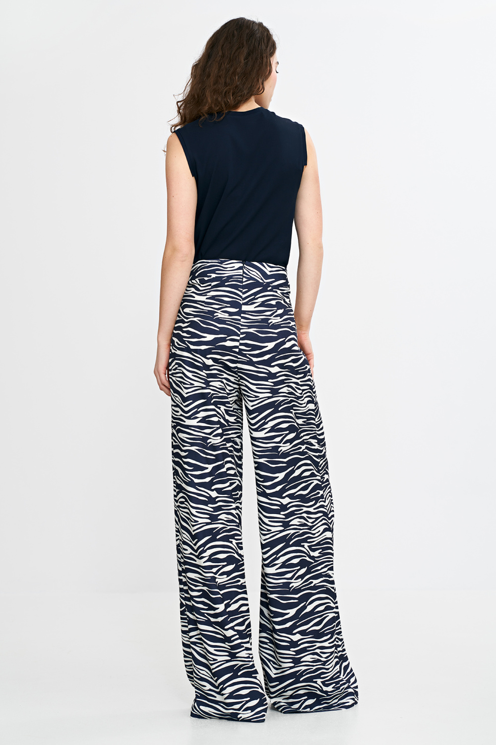 Palazzo trousers SD115 Zebra/Navy print - Nife – vue 2