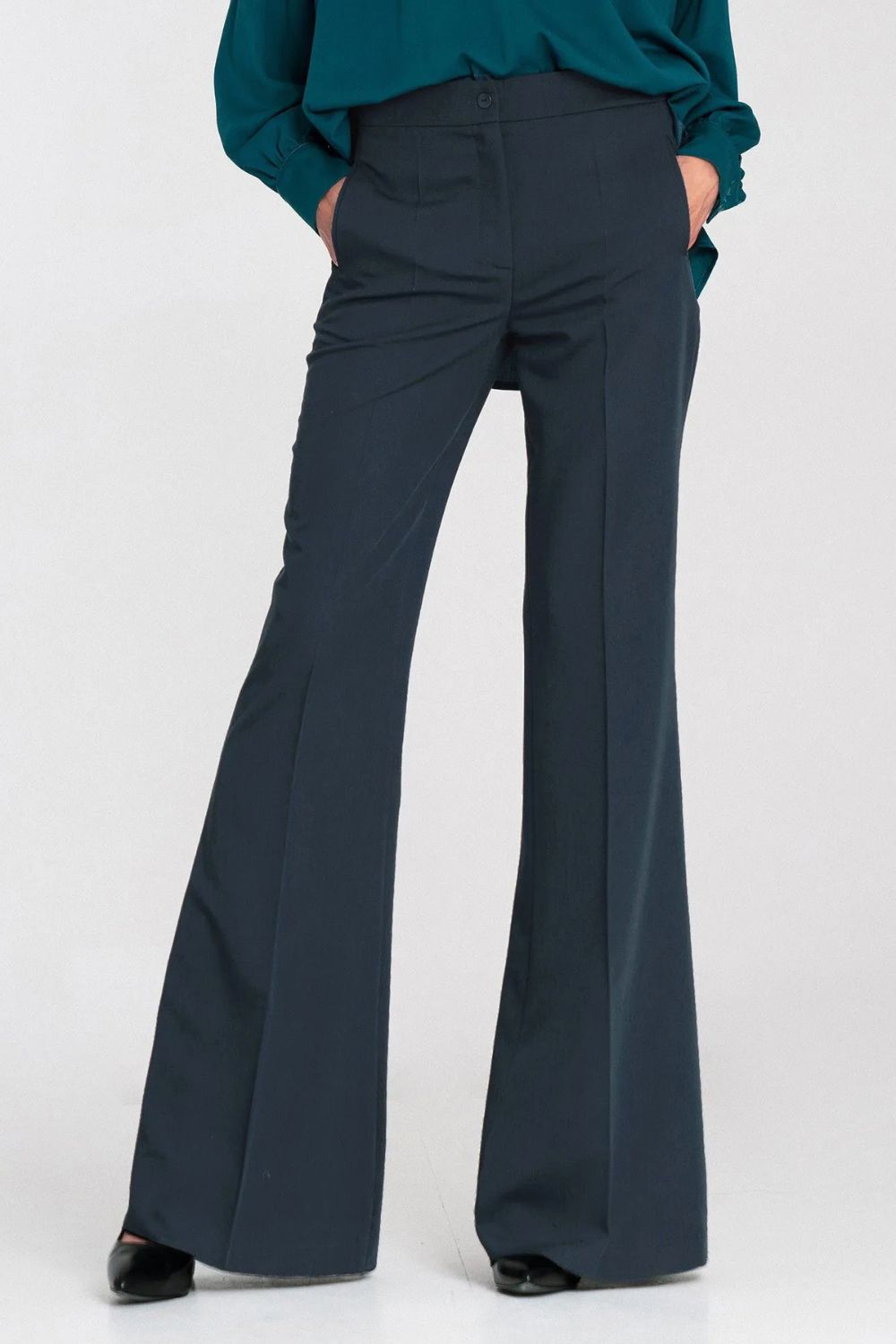 Classic flared trousers with crease SD118 Navy - Nife