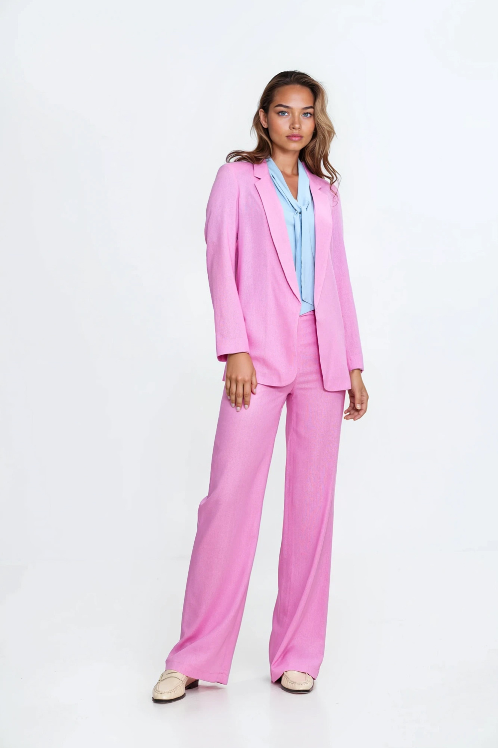 Tie-neck blouse B189 Sky Blue - Nife – Ansicht 2