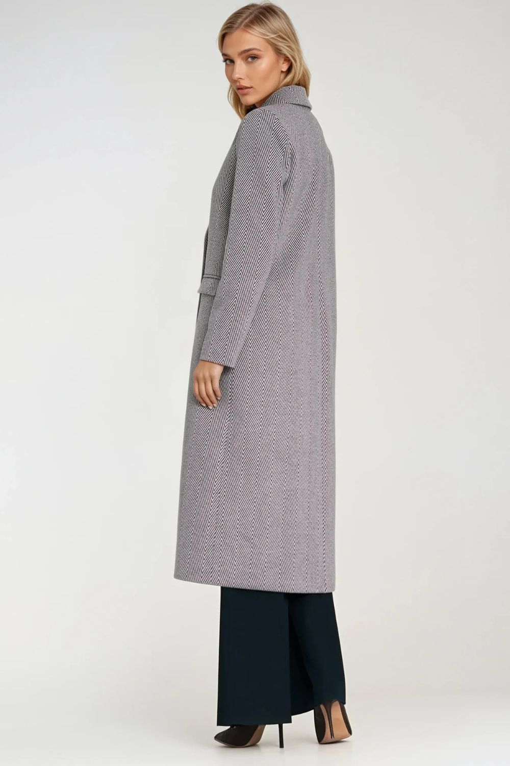 Elegant double-breasted coat PL25 Herringbone - Nife