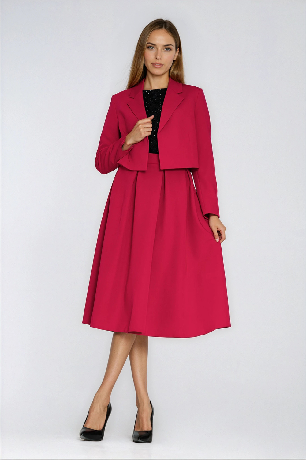Flared midi skirt SP87 Red - Nife
