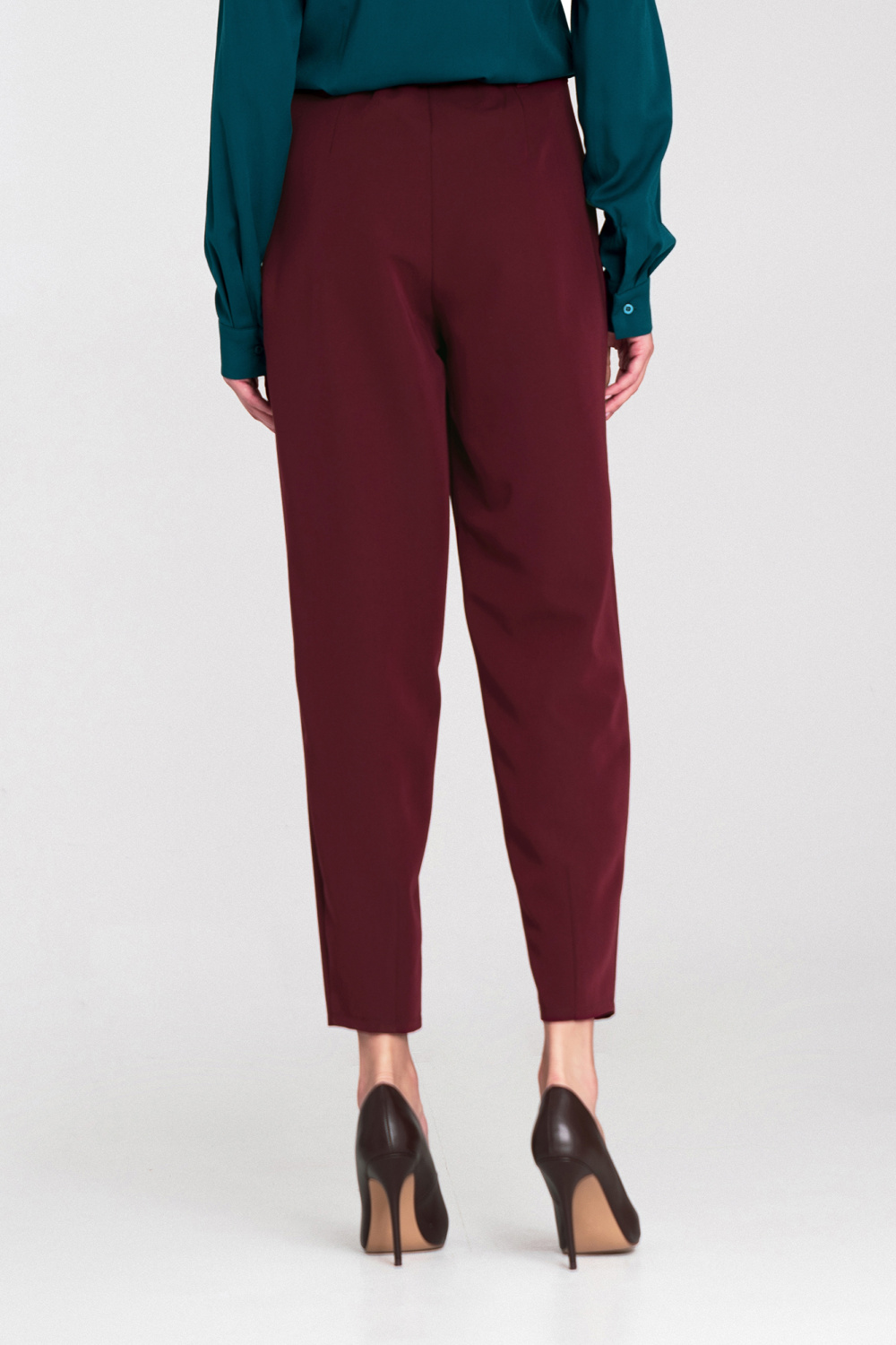 High-waisted baggy trousers SD120 Bordeaux - Nife