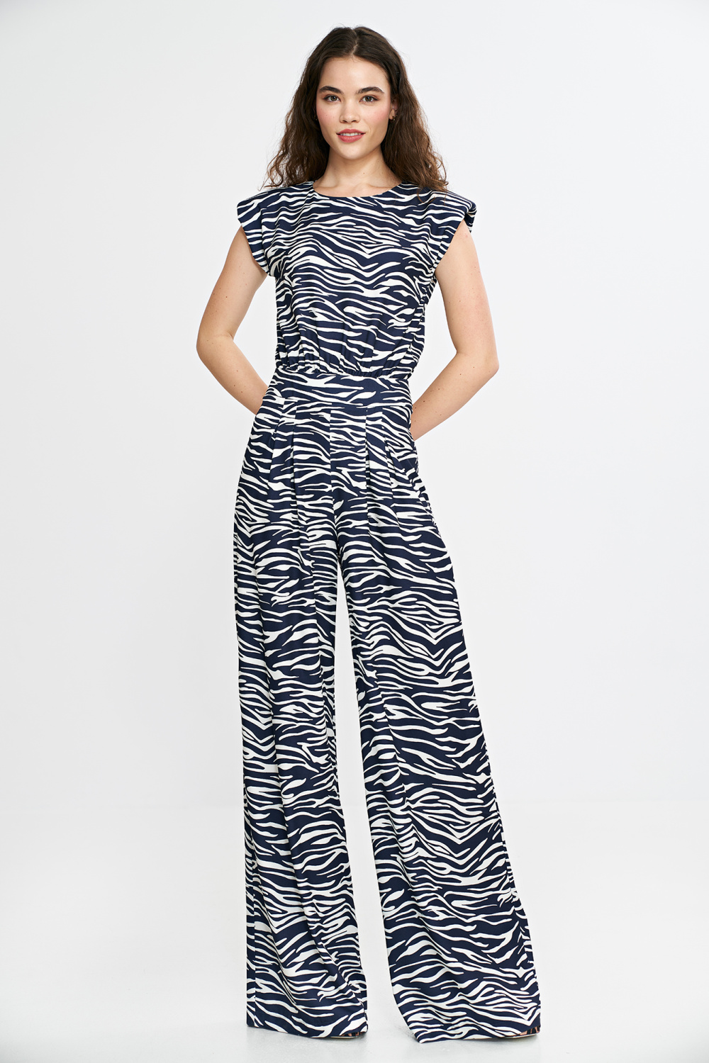 Palazzo-leg jumpsuit KM43 Zebra/Navy Pattern - Nife