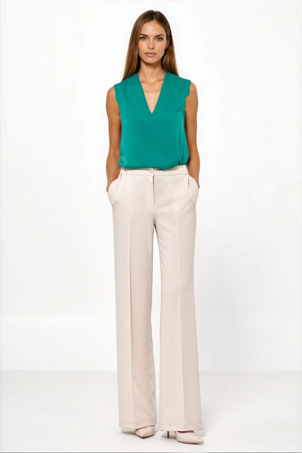 Green sleeveless viscose blouse B207 Green - Nife – Ansicht 2