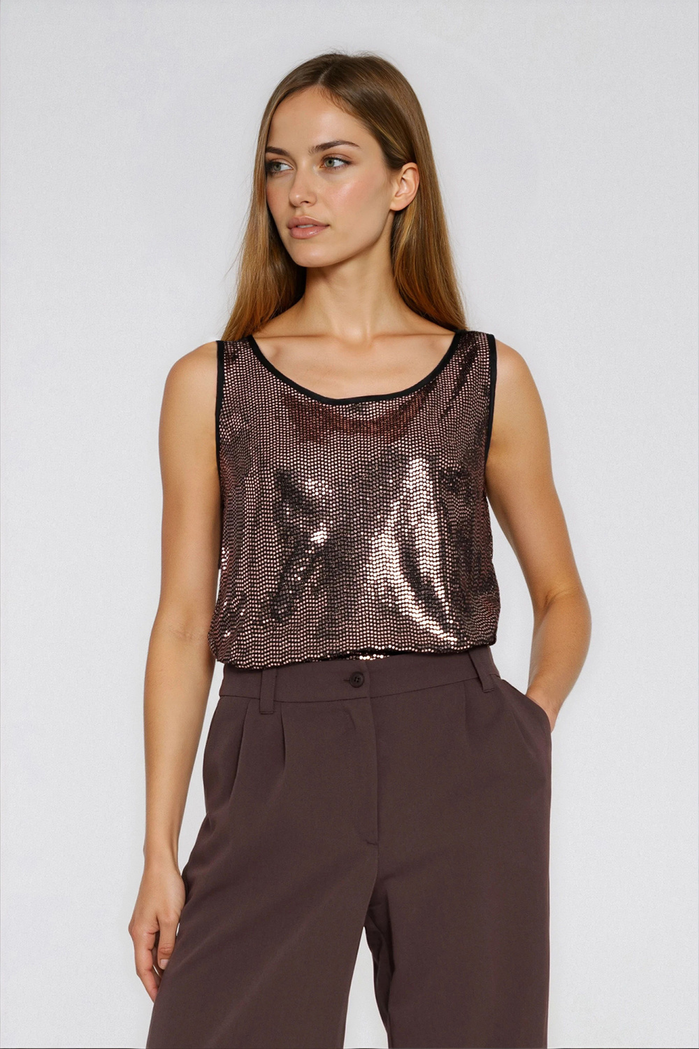 Shiny wide-strap top B219 Copper - Nife – Ansicht 2