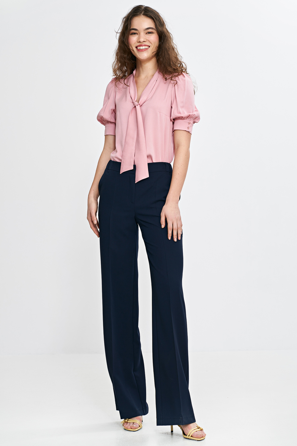 Tie-neck blouse B189 Pink - Nife – Ansicht 2