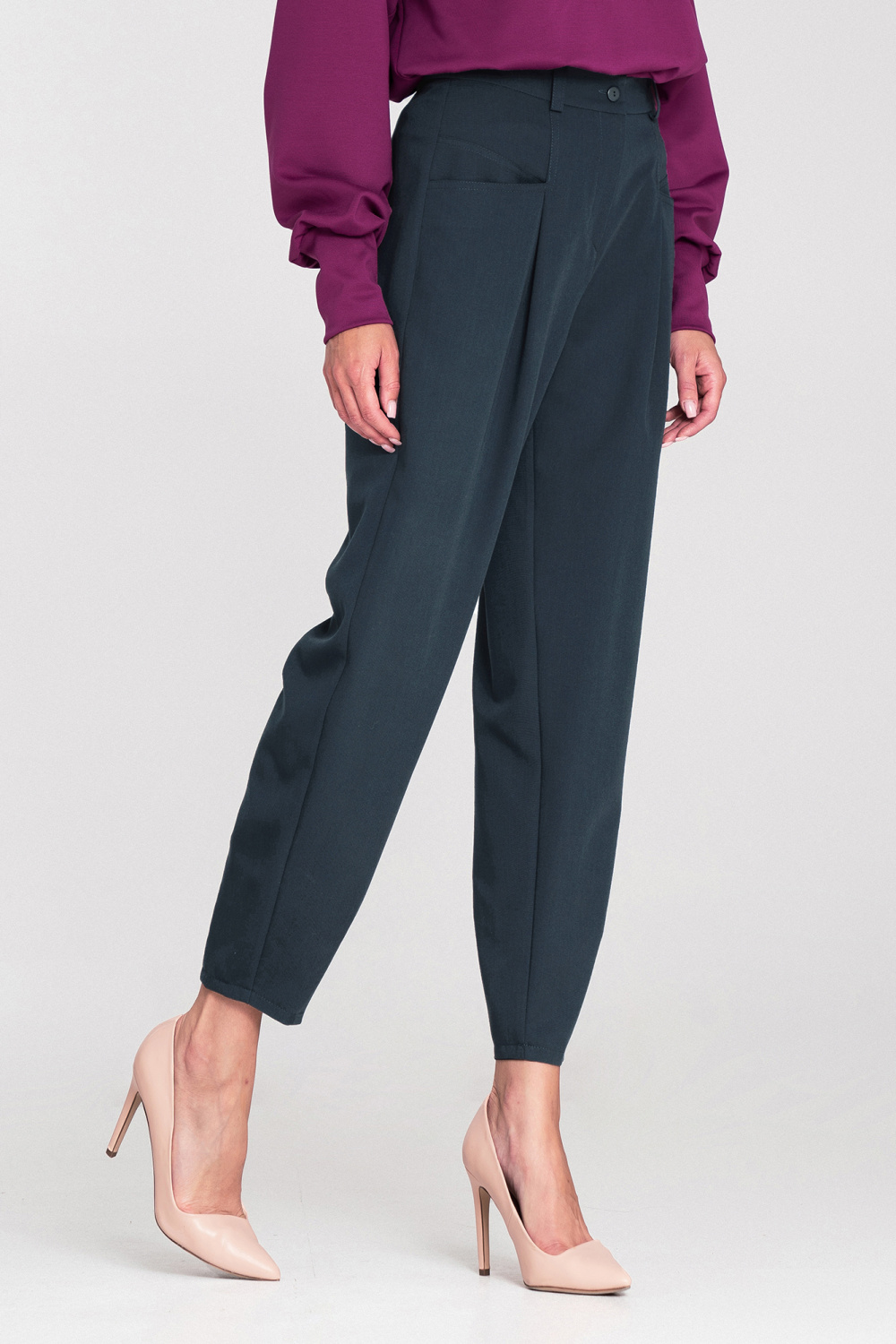 High-waisted baggy trousers SD120 Navy - Nife