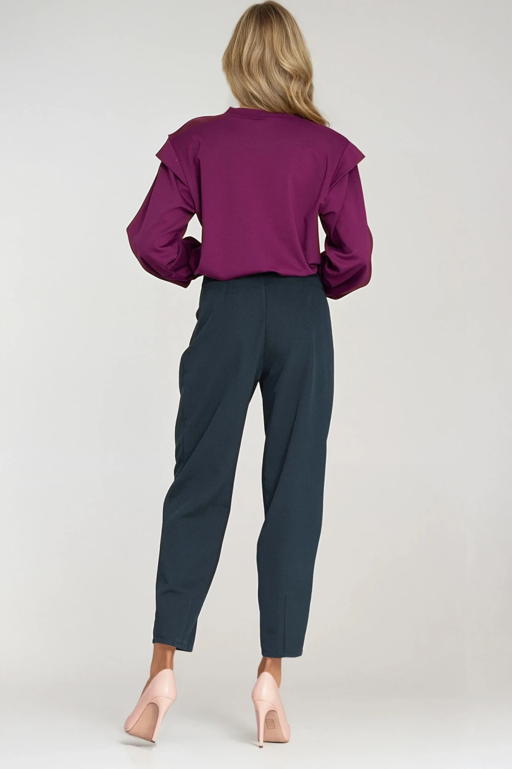 High-waisted baggy trousers SD120 Navy - Nife