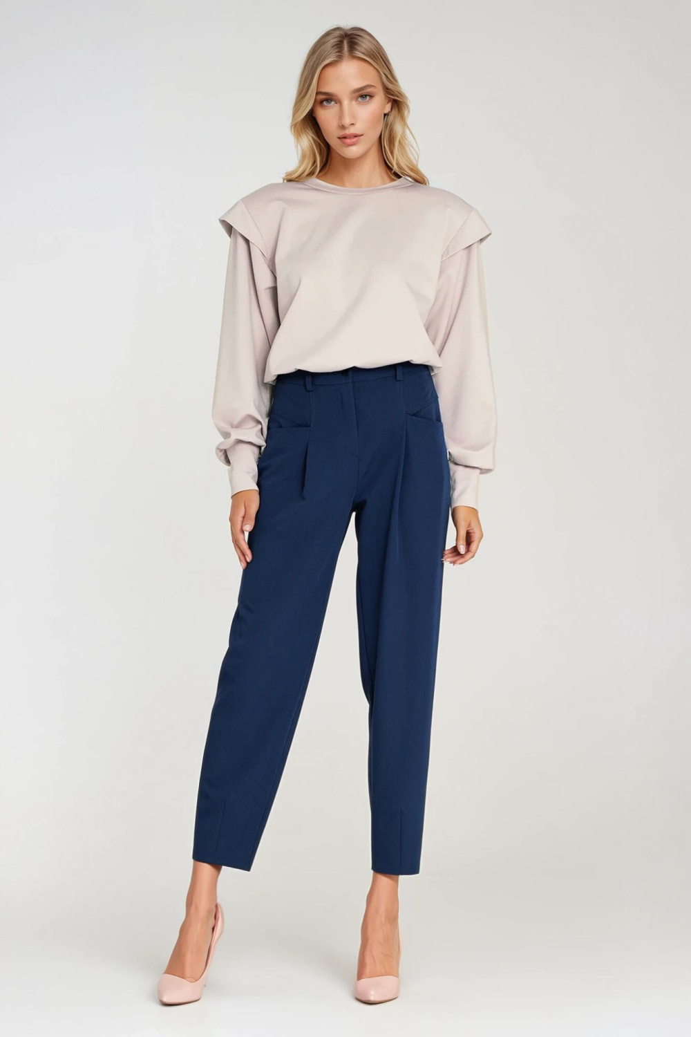 High-Cuffed Sweatshirt BL10 Beige - Nife