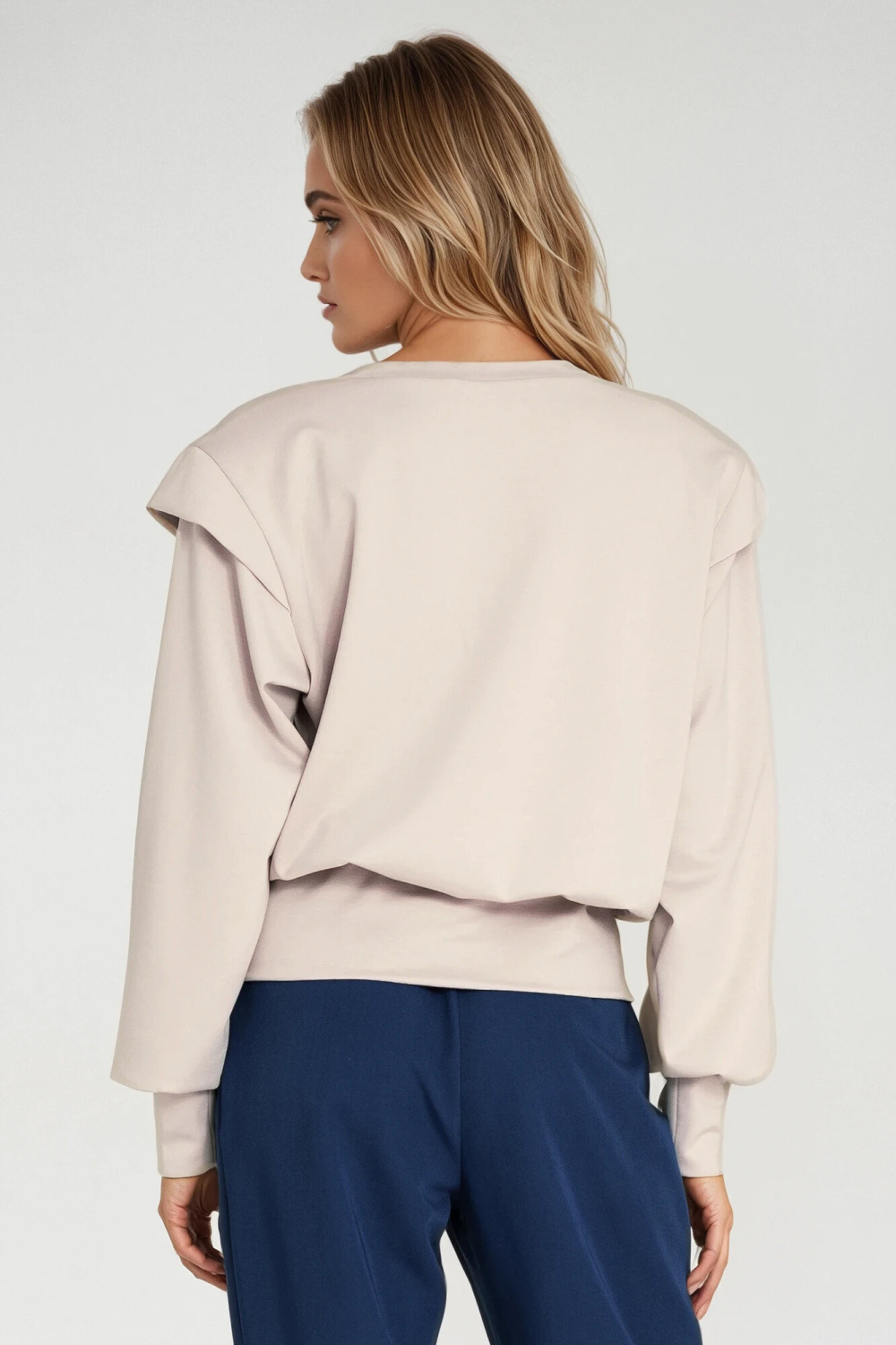 High-Cuffed Sweatshirt BL10 Beige - Nife