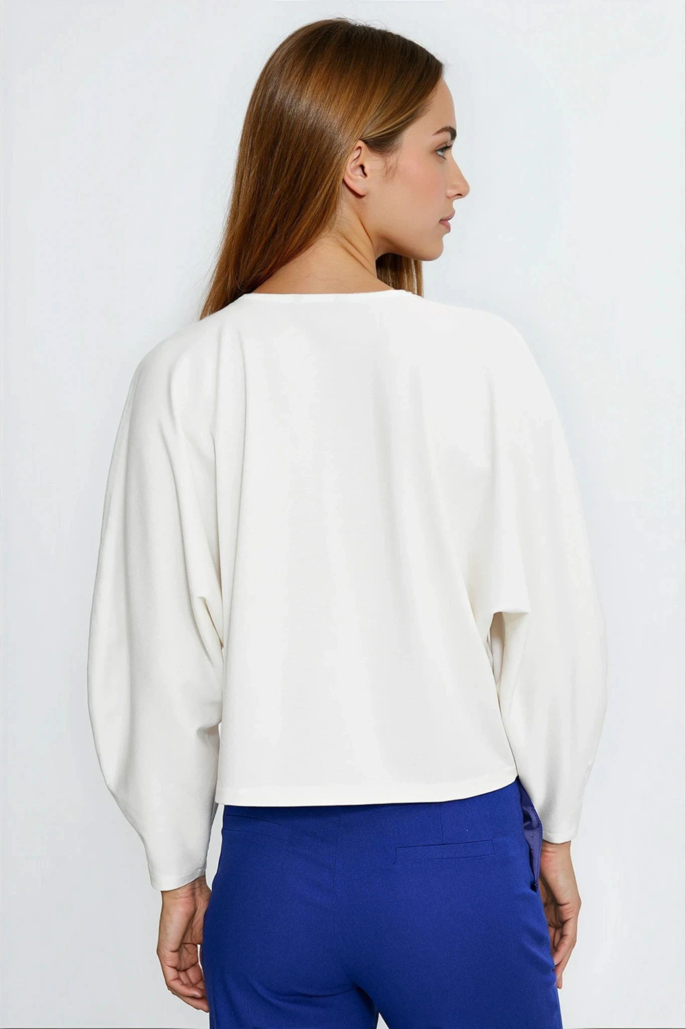 Oversized blouse with balloon sleeves B214 Ecru - Nife