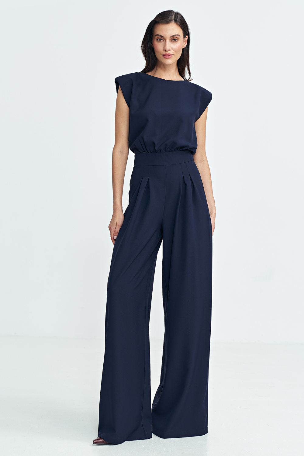Palazzo-leg jumpsuit KM41 Navy - Nife