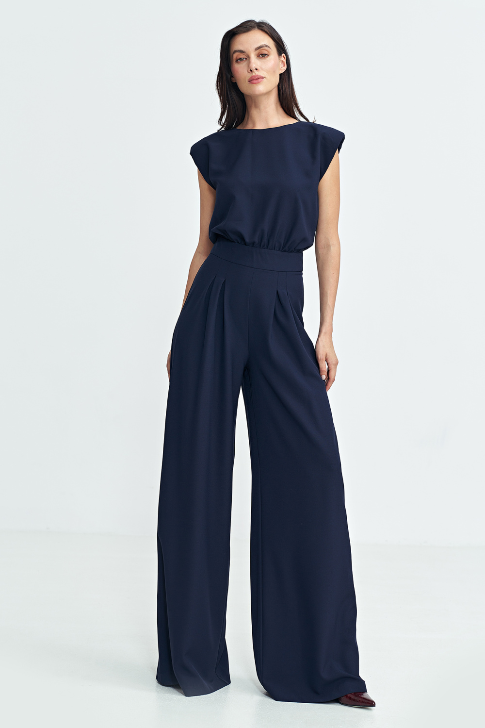 Palazzo-leg jumpsuit KM41 Navy - Nife