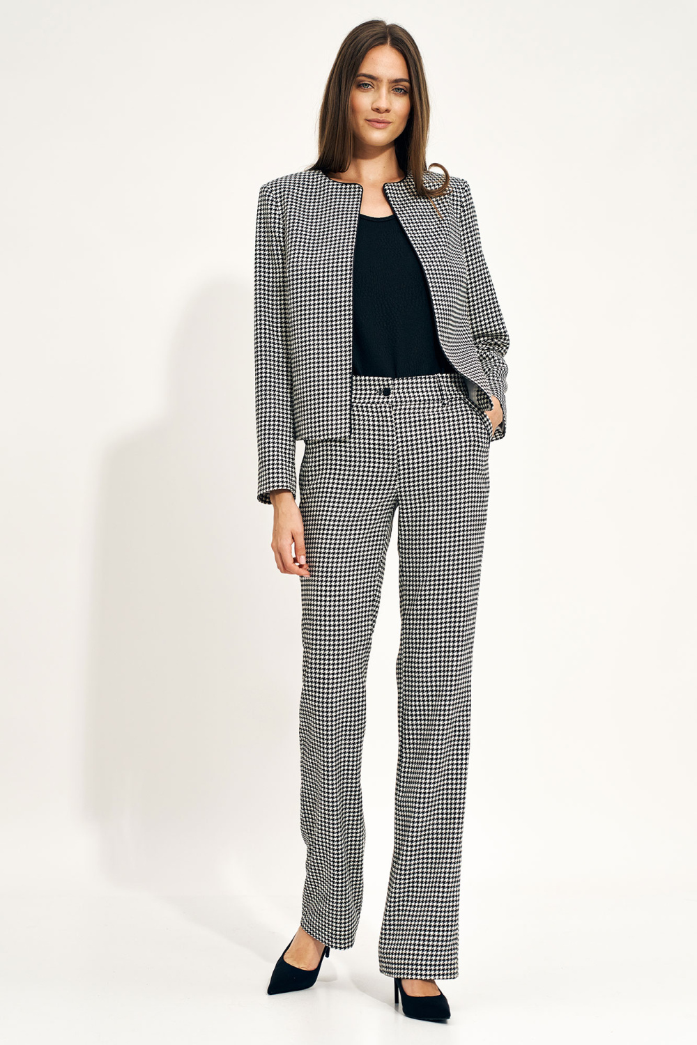 Flare trousers in houndstooth SD97 Houndstooth - Nife – vue 2