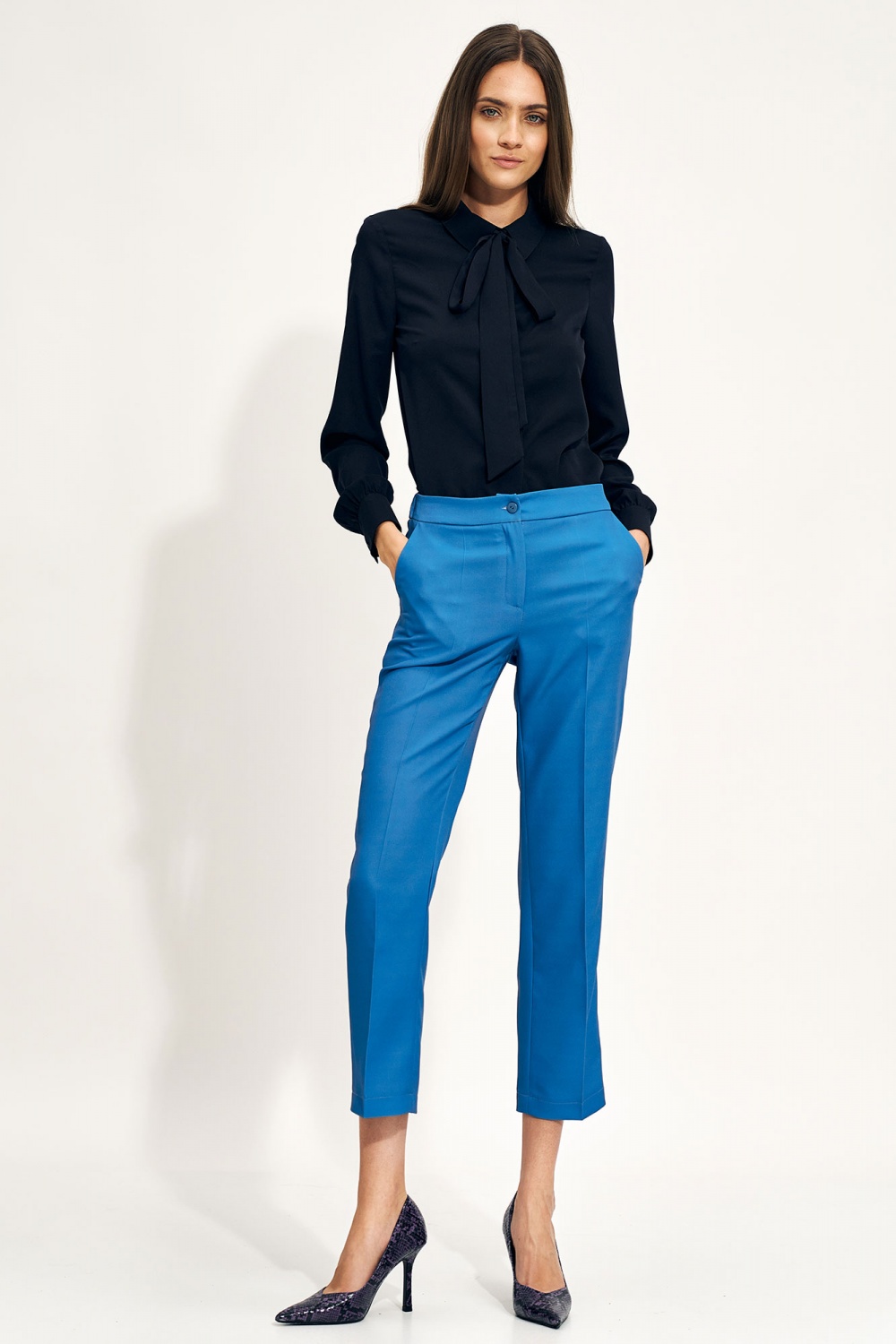 Spodnie Niebieskie spodnie chino SD70 Blue - Nife – widok 2
