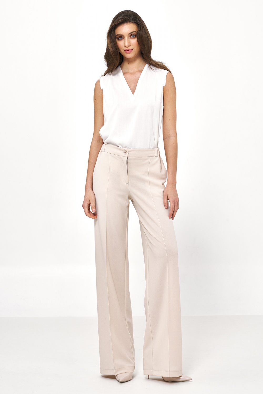 Sleeveless viscose blouse in ecru B148 Ecru - Nife