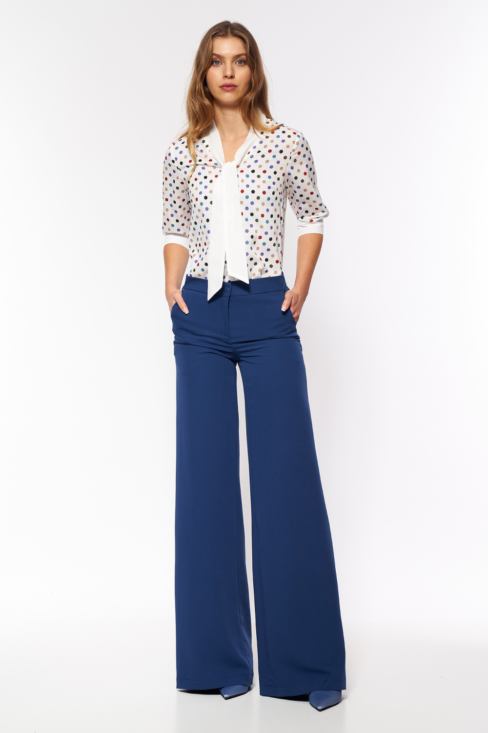 Spodnie Kobaltowe spodnie palazzo SD95 Cobalt - Nife