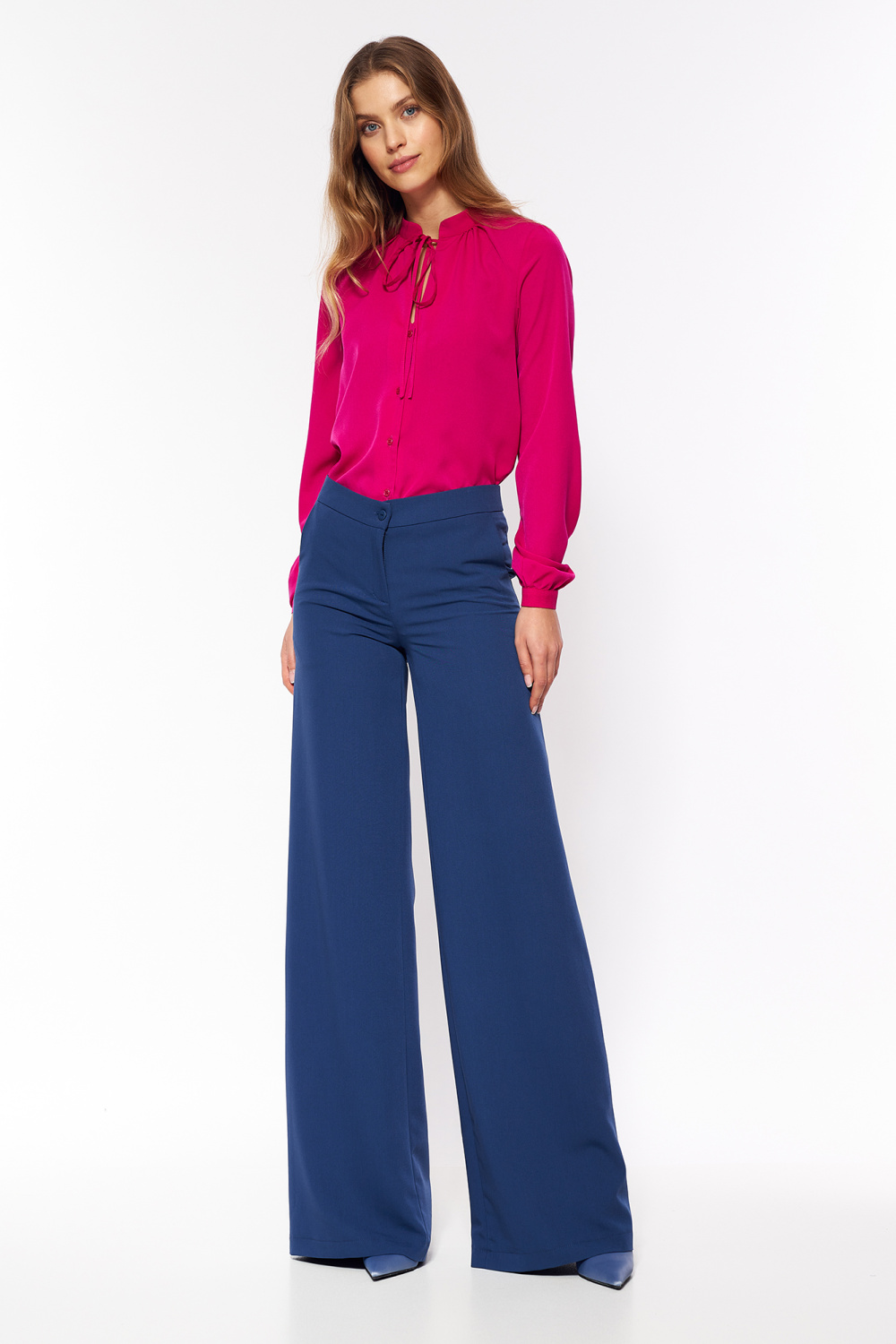 Spodnie Kobaltowe spodnie palazzo SD95 Cobalt - Nife – widok 2