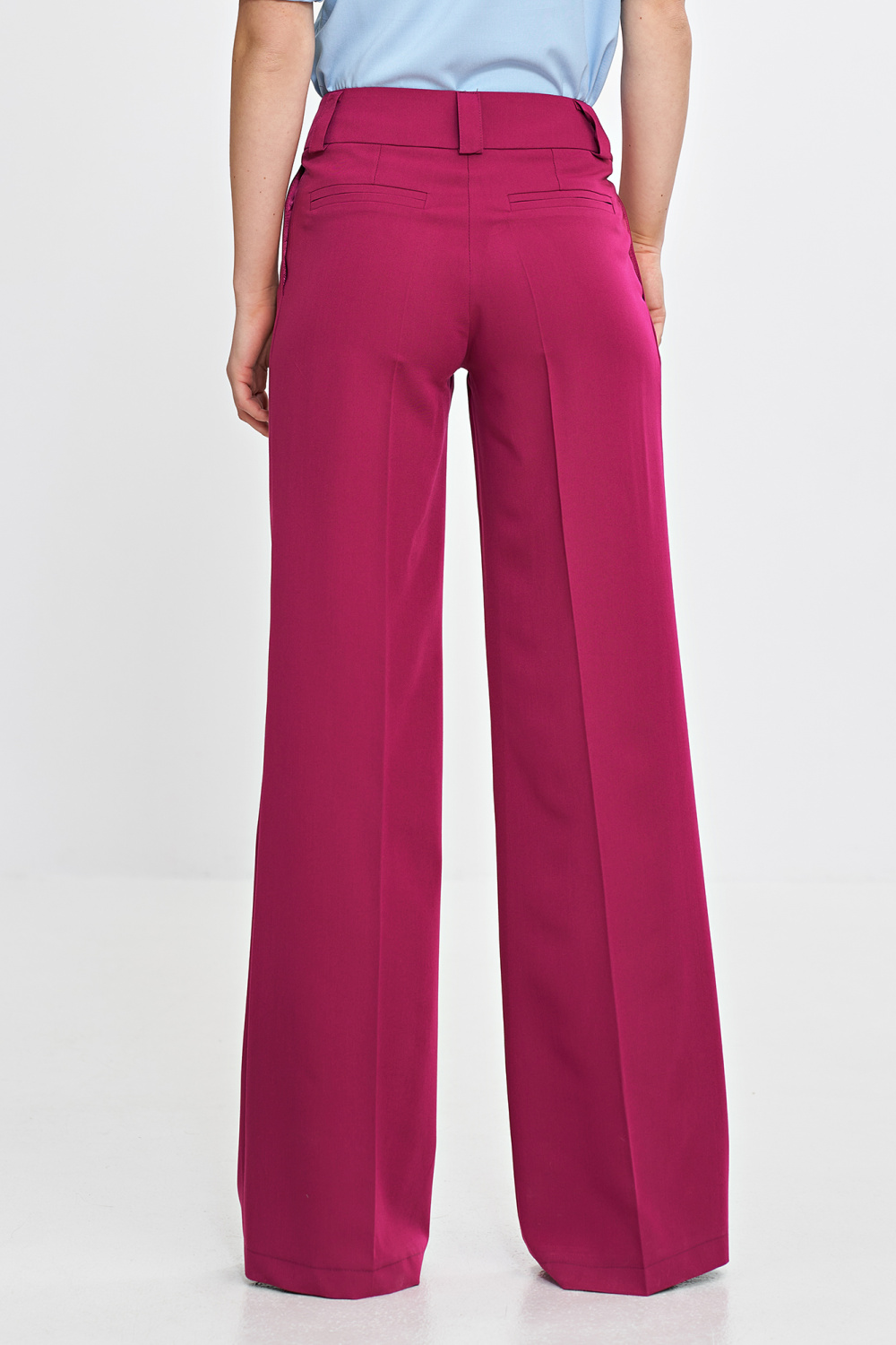 Spodnie wide leg z kantem SD112 Fuksja - Nife – widok 2