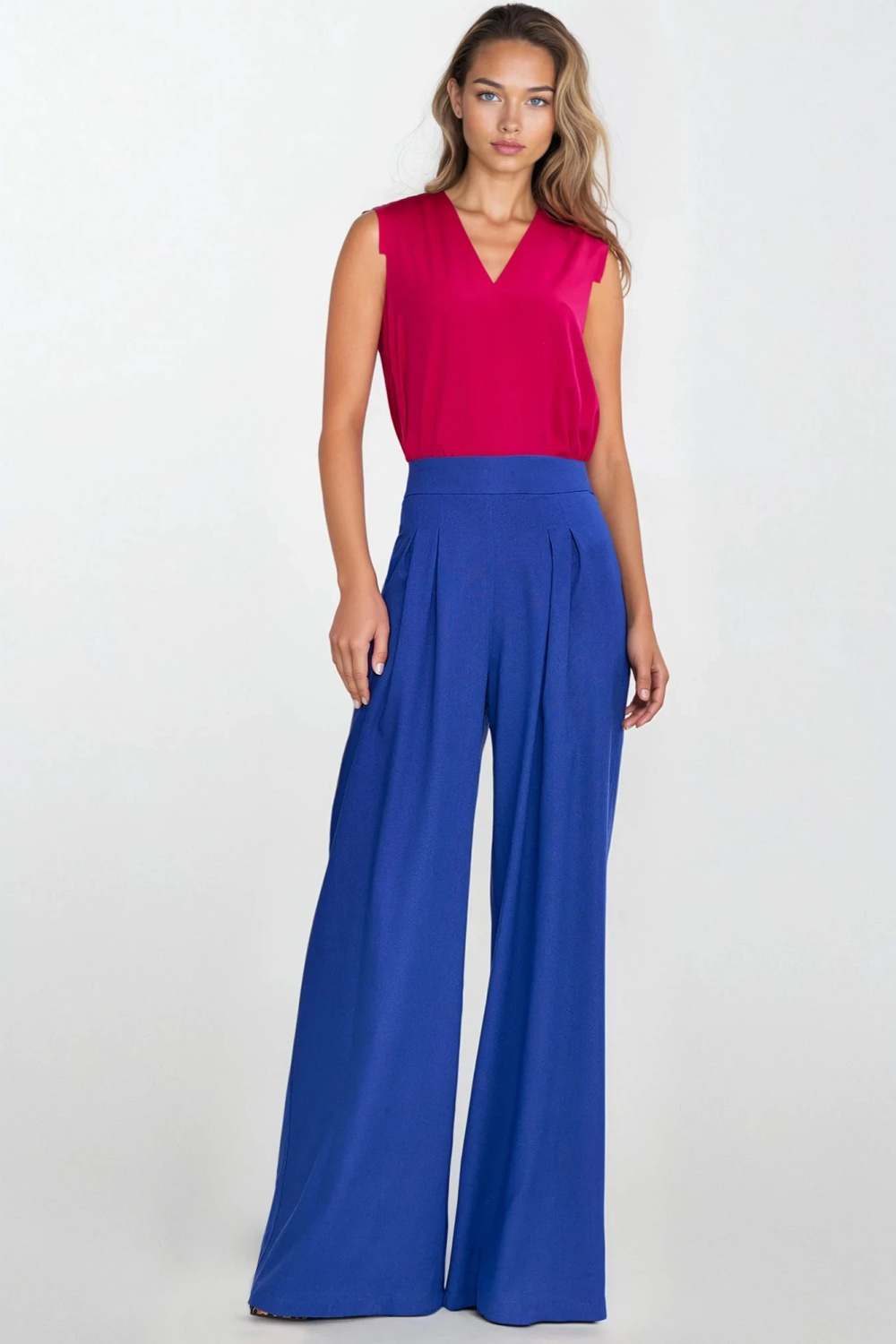 Palazzo trousers in rayon SD114 Indigo - Nife