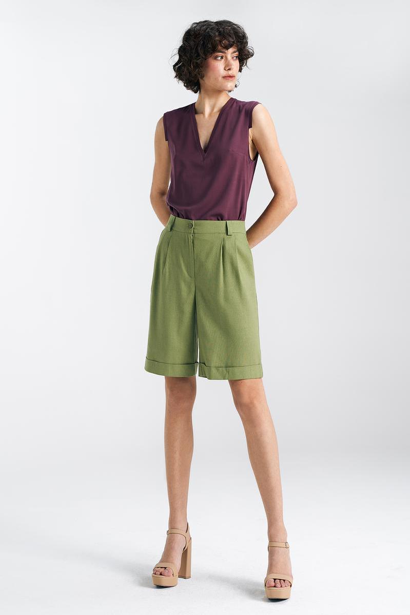 Short linen shorts SD86 Green - Nife
