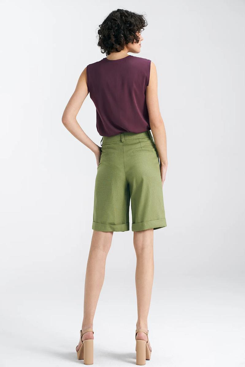 Short linen shorts SD86 Green - Nife – vue 2